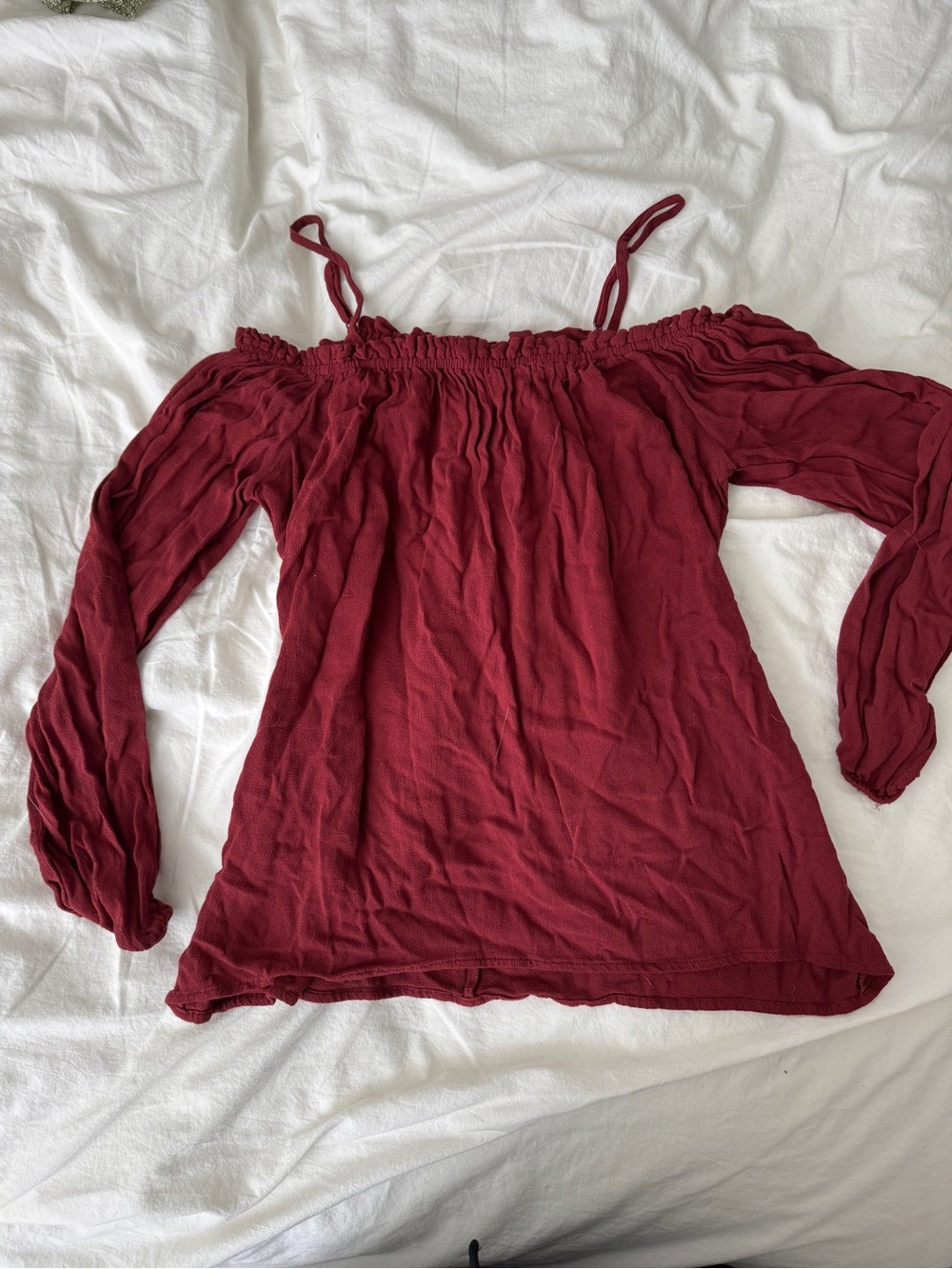 Forever 21 Burgundy Off-Shoulder Spaghetti Strap Top
